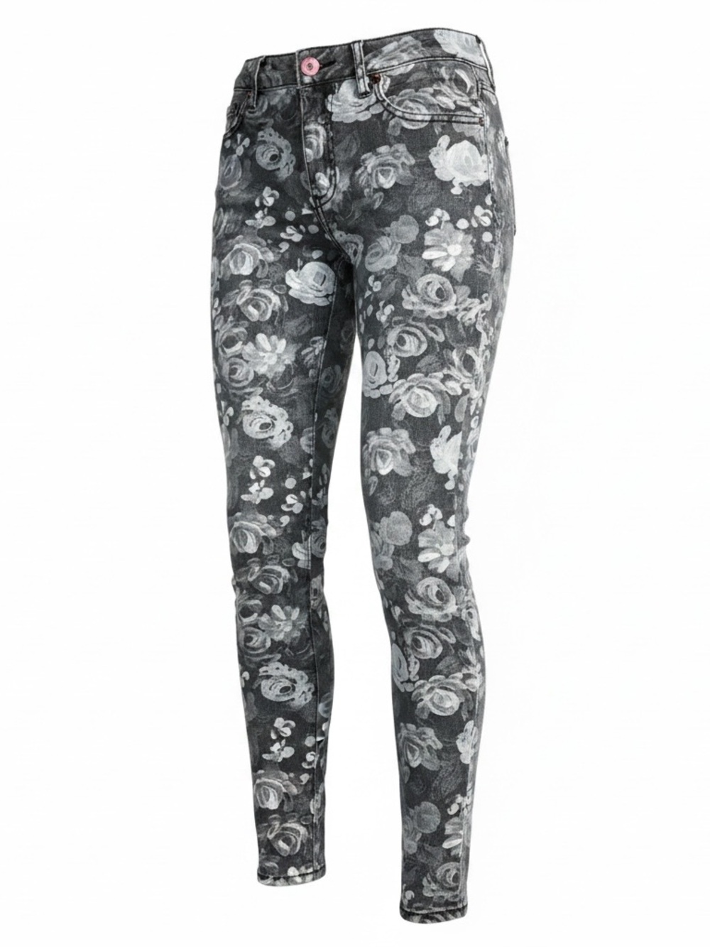 Cherokee Black Jeans with White Floral Print